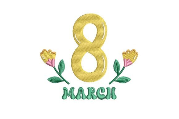 8 March Floral Celebration Embroidery Design