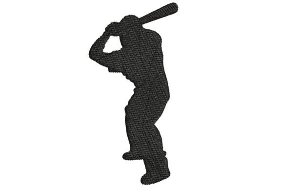 Baseball Player Batter Silhouette Embroidery Design