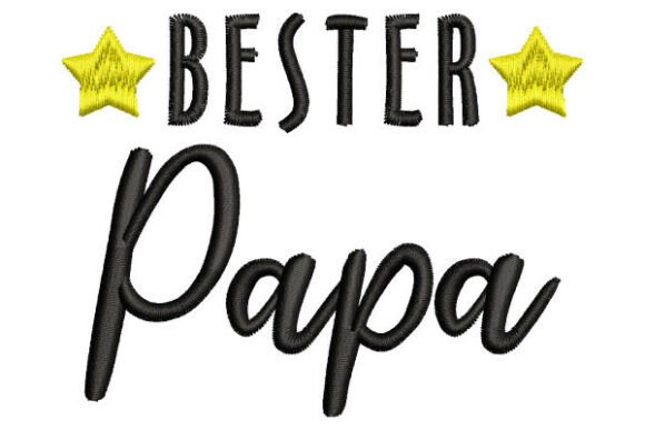 Bester Papa Embroidery Lettering 3 Sizes