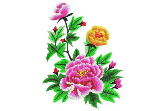 Blooming Peonies Embroidery