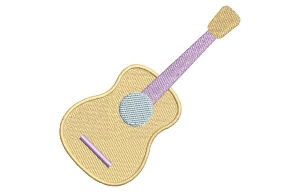 Colorful Acoustic Guitar Embroidery Design