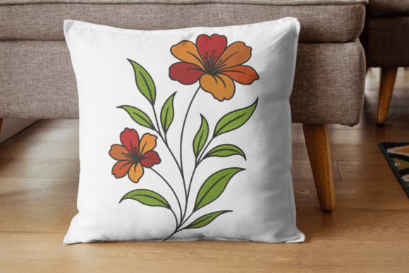 Colorful Dual Flower Embroidery Art