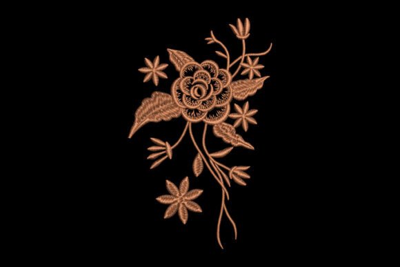 Copper Rose Vine Embroidery