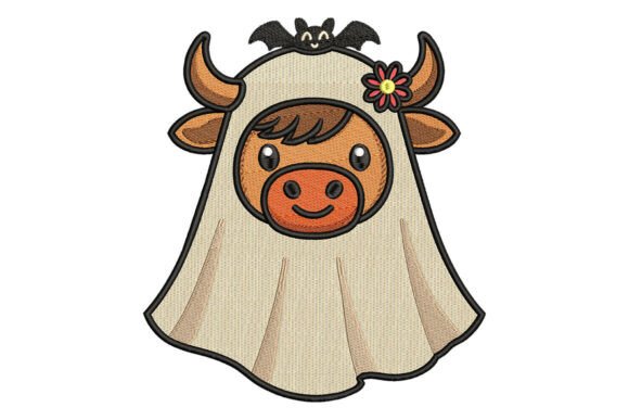 Cute Cow Halloween Embroidery