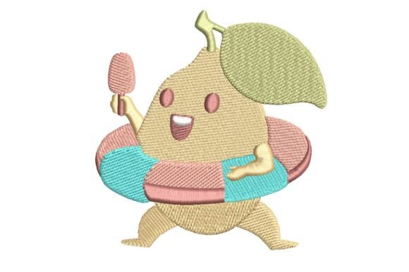 Cute Lemon Character with Popsicle and Float