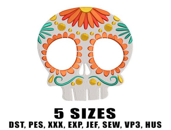 Día de Muertos Sugar Skull Bloom Embroidery