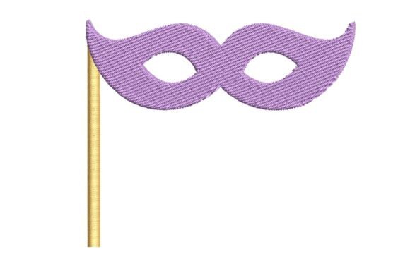 Elegant Masquerade Mask on a Stick Embroidery Design