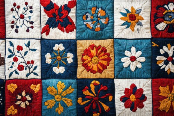 Embroidery Floral Pattern Background Wal