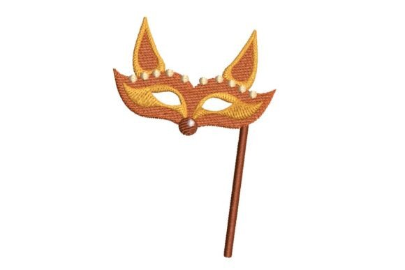 Festive Fox Mask on a Stick Embroidery Design