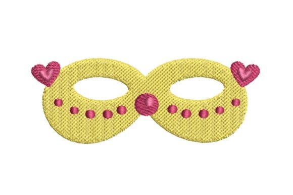 Festive Heart-Adorned Masquerade Mask Embroidery Design