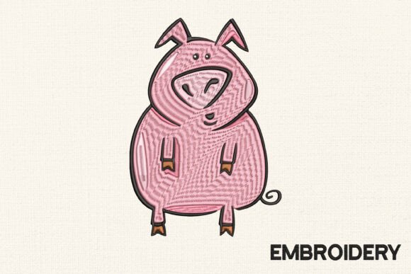 Funny Pig Embroidery Design