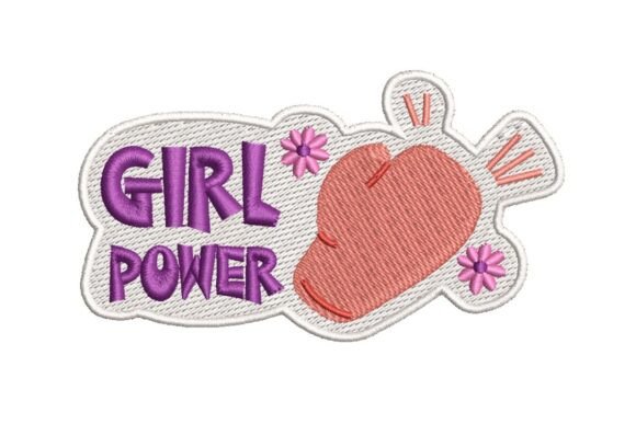 Girl Power Megaphone with Flowers Embroidery Design