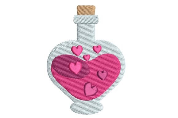 Heart-Shaped Love Potion Bottle Embroidery Design