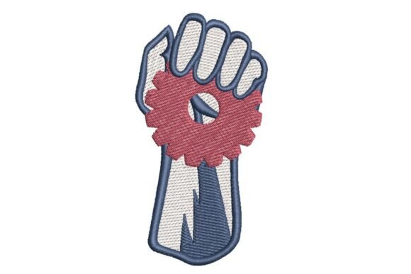 Labor Day Fist with Gear Embroidery Design