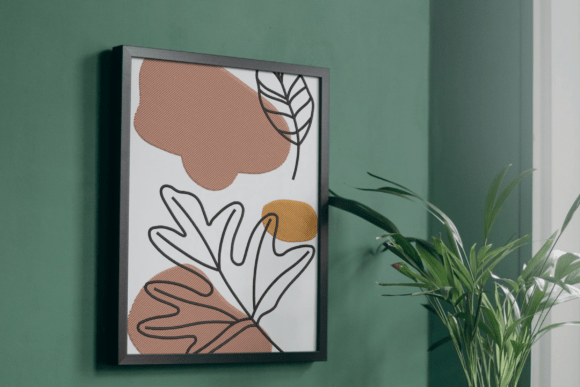 Minimal Abstract Leaf Embroidery Art