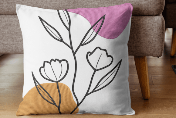 Minimal Floral Line Embroidery Design