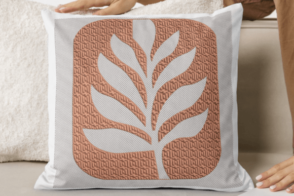 Minimal Leaf Fiber Embroidery Design