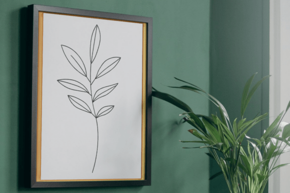 Minimal Leaf Line Embroidery Design