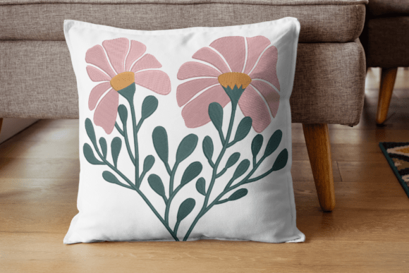 Minimal Pink Flower Embroidery Art