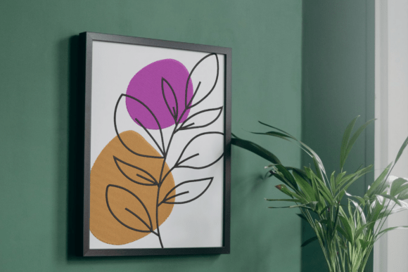 Modern Abstract Leaf Embroidery Design