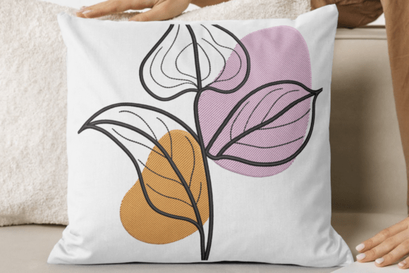 Modern Leaf Line Embroidery Design