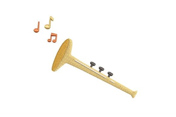 Musical Clarinet with Notes Embroidery Design