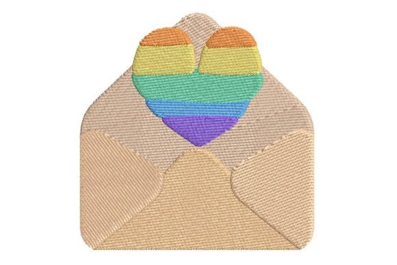 Rainbow Heart Love Letter Embroidery Design