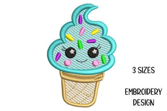 Soft Serve Ice Cream Embroidery Design
