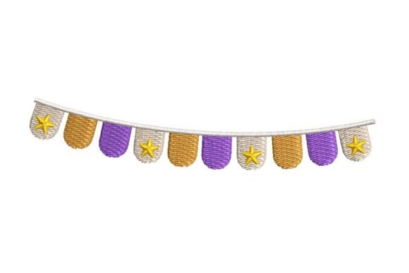 Starry Festive Bunting Banner Embroidery Design