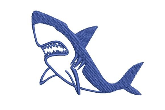 Stylized Nautical Shark Embroidery Design