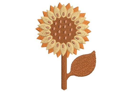 Textured Autumn Sunflower Embroidery Design