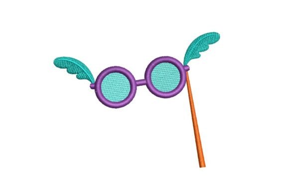 Whimsical Winged Glasses on a Stick Embroidery Design